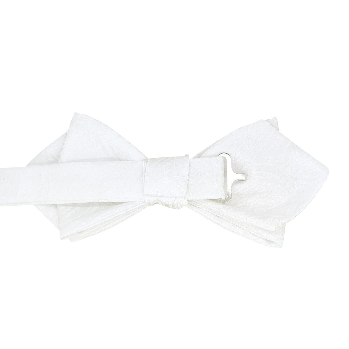 White Paisley Silk Diamond Point Bow Tie - Bow Ties - 