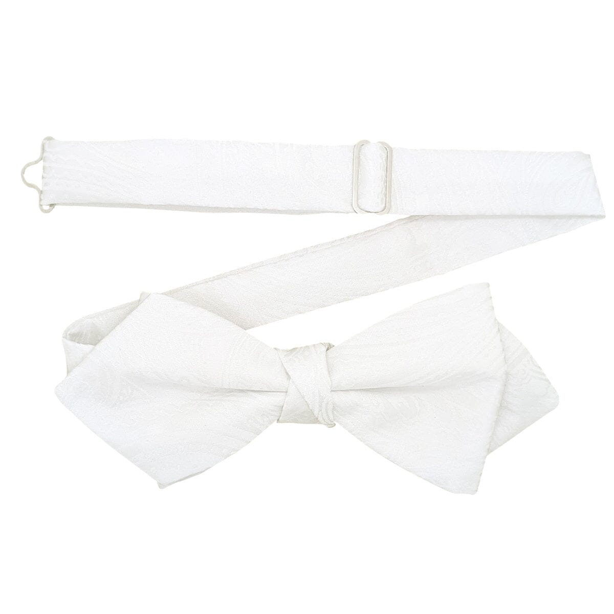 White Paisley Silk Diamond Point Bow Tie - Bow Ties - Ready-Tied 