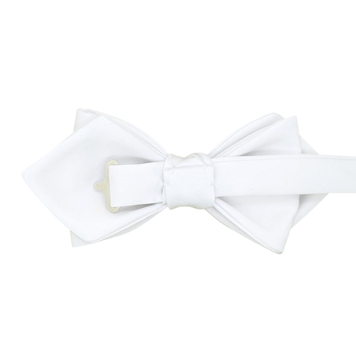 White Satin Diamond-Point Bow Tie - Bow Ties - 