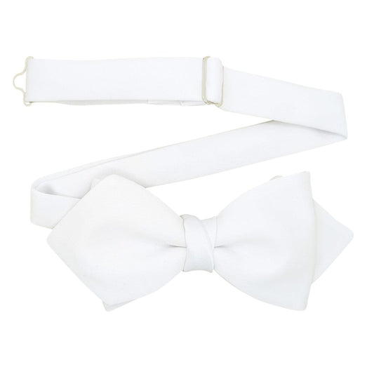 White Satin Diamond-Point Bow Tie - Bow Ties - Pre-Tied 