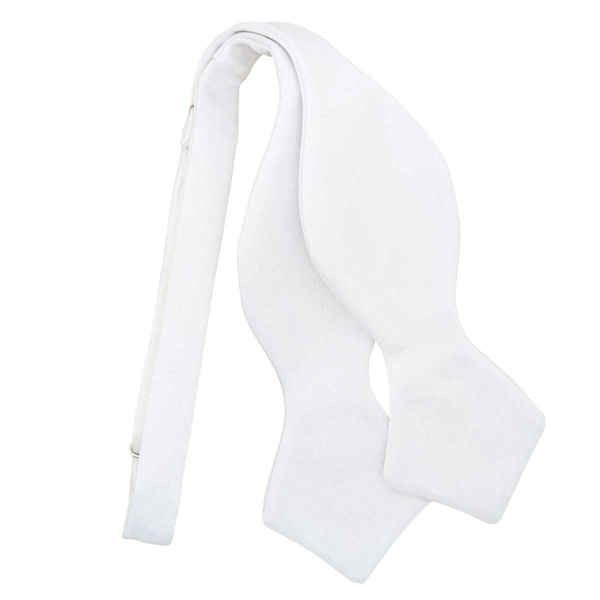 White Satin Diamond-Point Bow Tie - Bow Ties - Self-Tie 