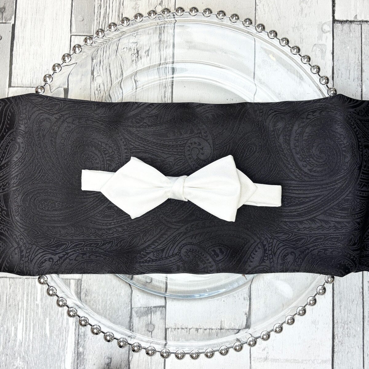 White Silk Twill Diamond Point Bow Tie - Bow Ties - 