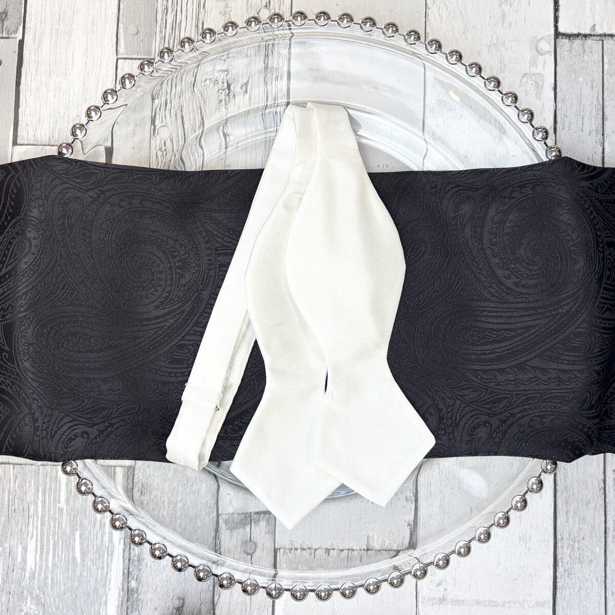 White Silk Twill Diamond Point Bow Tie - Bow Ties - 