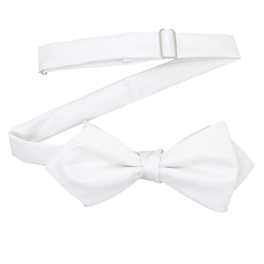 White Silk Twill Diamond Point Bow Tie - Bow Ties - Ready-Tied 