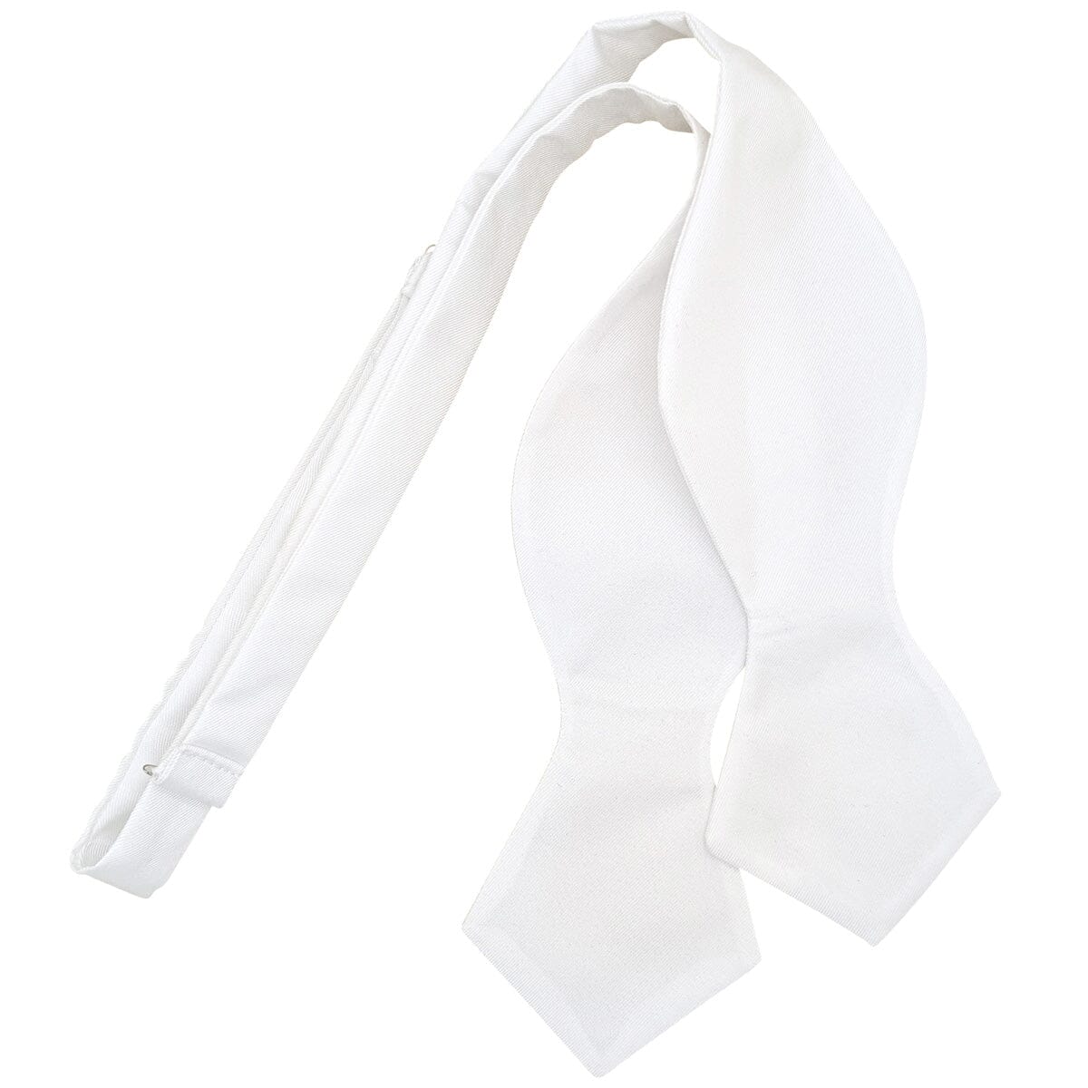 White Silk Twill Diamond Point Bow Tie - Bow Ties - Self-Tie 