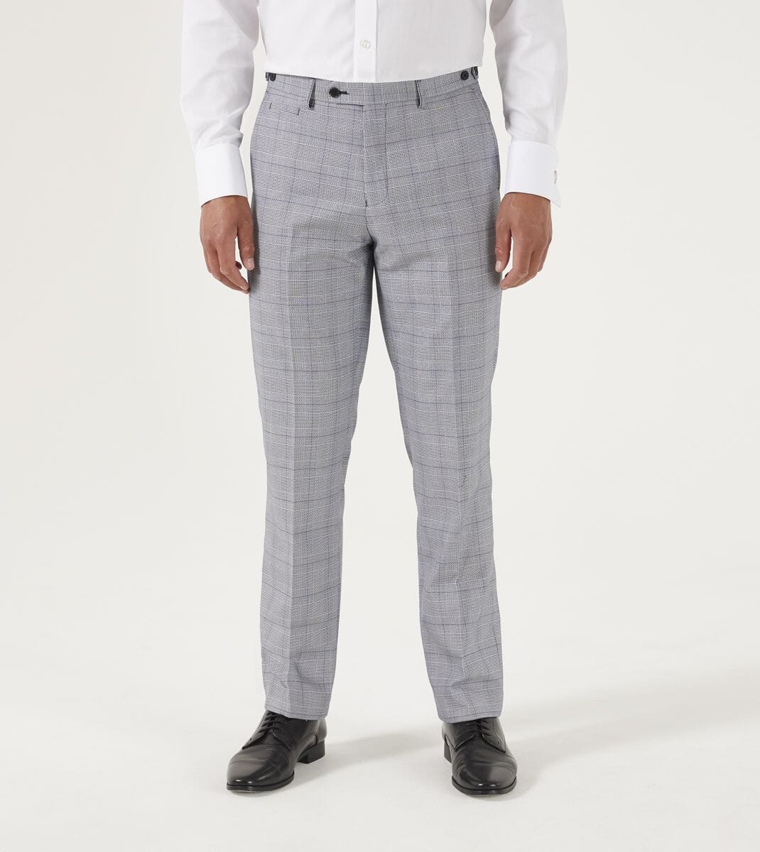 Anello Grey Prince Of Wales Check Trousers - Trousers - 28R - THREADPEPPER