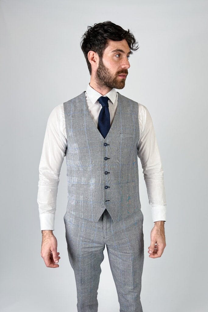 Arriga Grey Checked 3 Piece Suit - Suits - - ThreadPepper