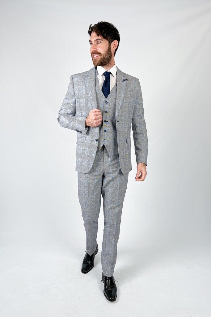Arriga Grey Checked 3 Piece Suit - Suits - - ThreadPepper