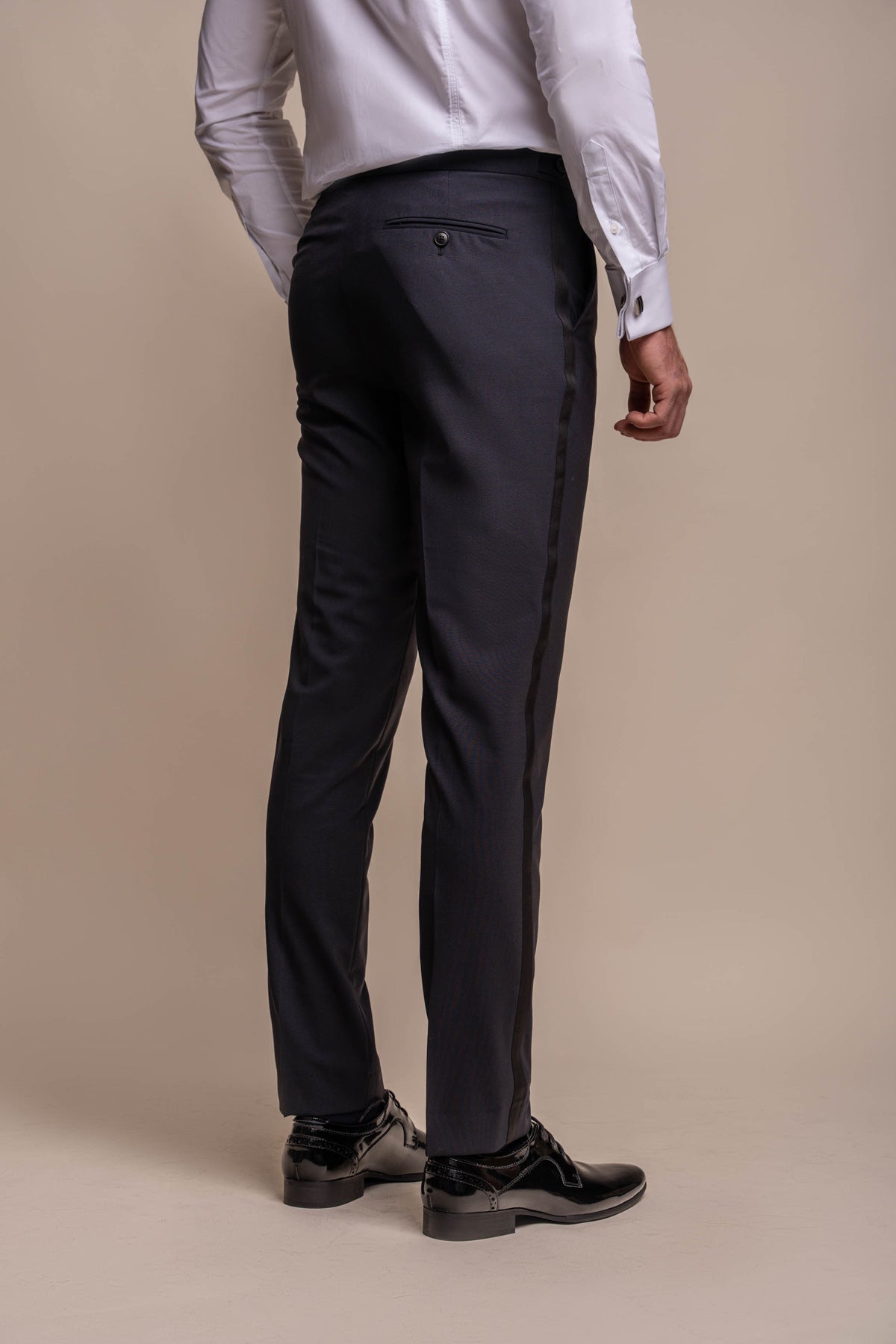Aspen Midnight Navy Tuxedo Trousers - Trousers - 28R - Swagger & Swoon