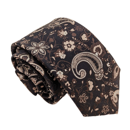 Beige Floral Paisley Silk Wedding Tie - Wedding Tie - Regular - Swagger & Swoon