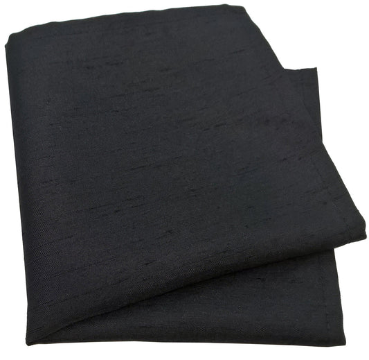 Black Shantung Pocket Square - Wedding Pocket Square - - Swagger & Swoon