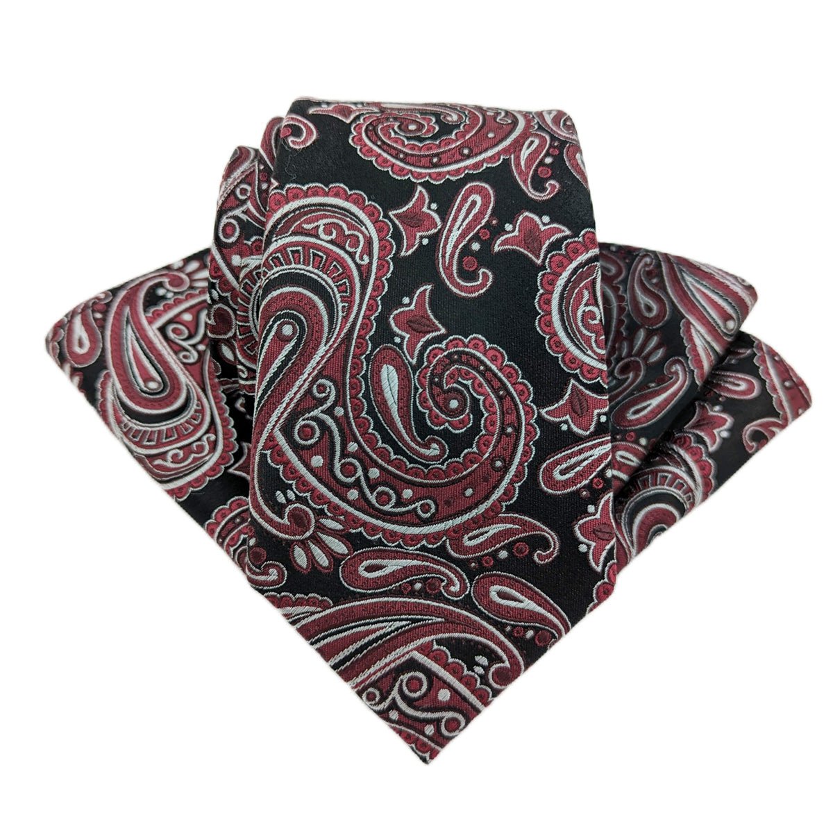Black & Wine Paisley Silk Pocket Square - Wedding Pocket Square - - Swagger & Swoon