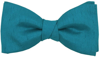 Blue Teal Shantung Boys Bow Tie - Childrenswear