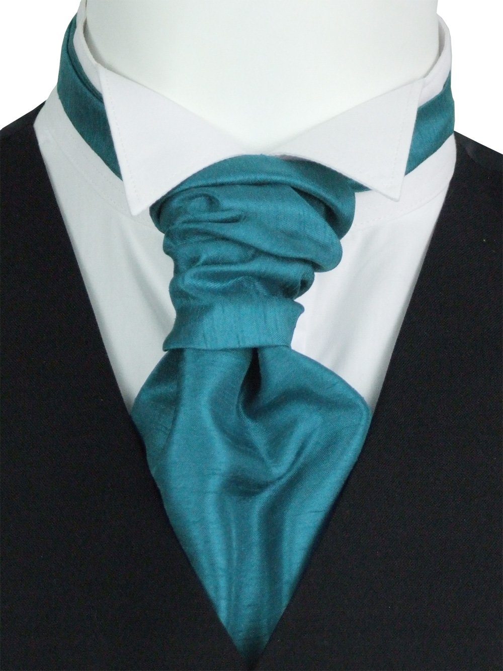 Blue Teal Shantung Pre-Tied Wedding Cravat - Wedding