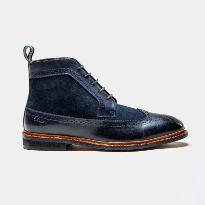 Bosworth Navy Brogue Boots - Boots - 7 - THREADPEPPER