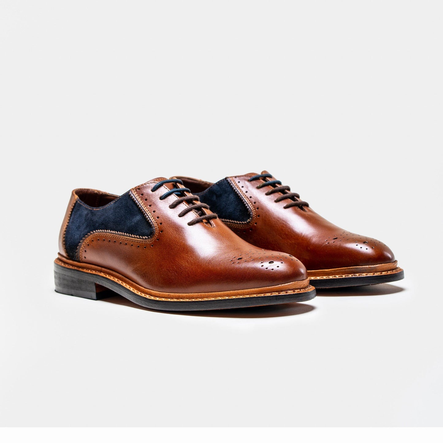 Brentwood Tan & Navy Shoes - Shoes - - THREADPEPPER
