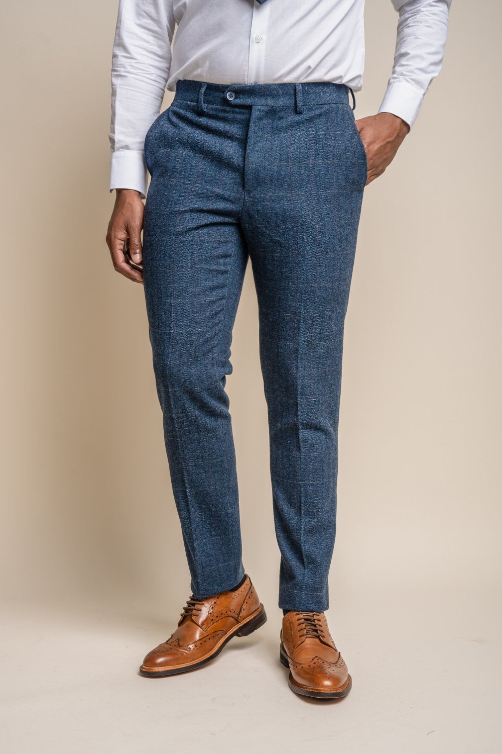 Carnegi Navy Tweed Trousers - Trousers - 28R - Swagger & Swoon