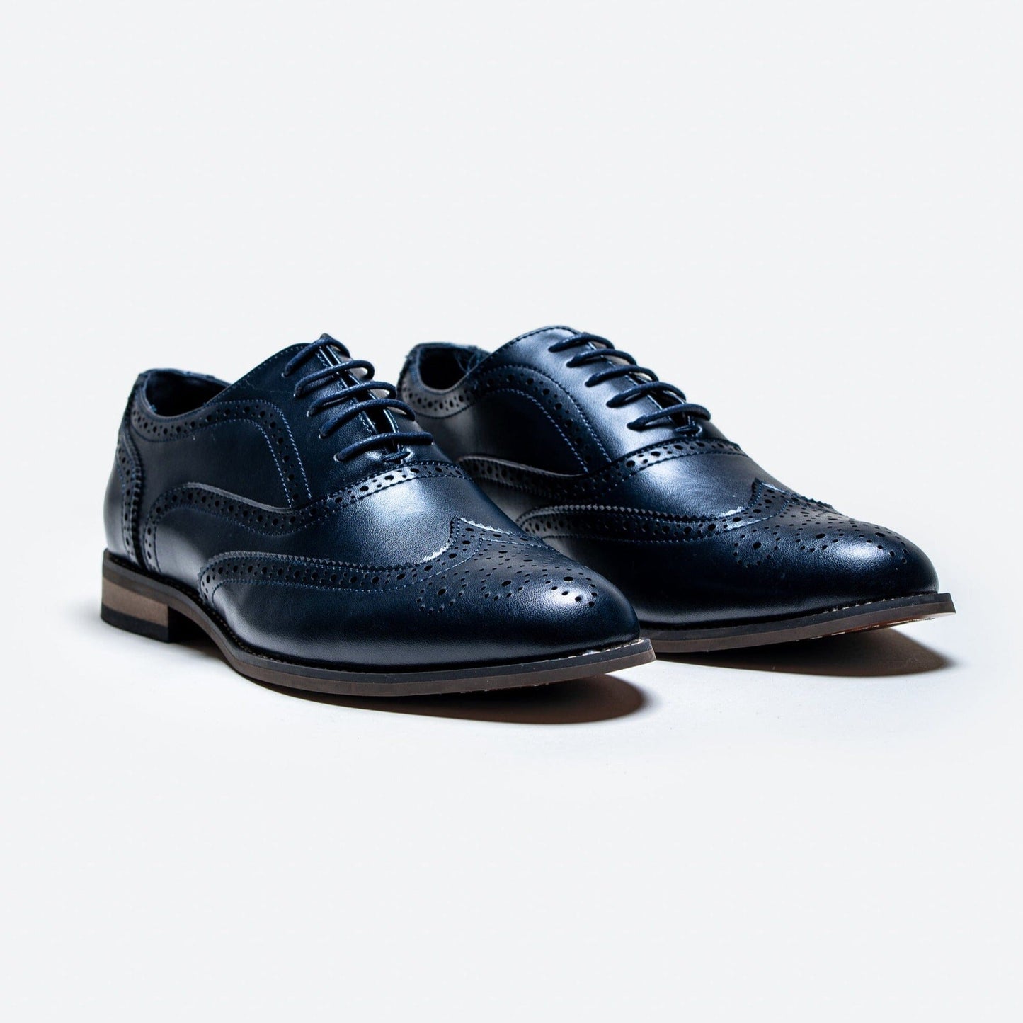 Clark Navy Brogue Shoes - OOS - 2/8/23 - Shoes - - THREADPEPPER