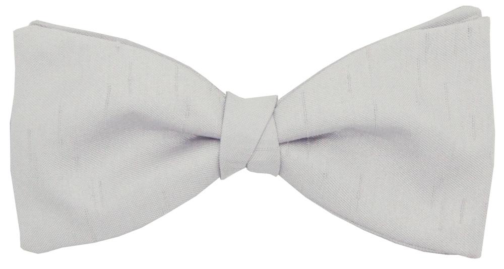 CLEARANCE - Silver Shantung Bow Tie - Clearance