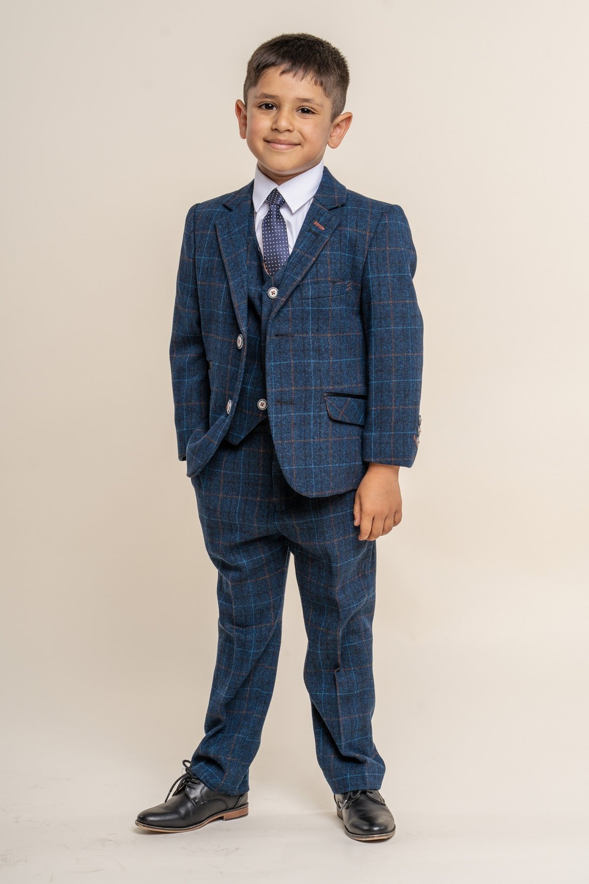 Cody Blue Check Boys 3 Piece Wedding Suit - Childrenswear - 1 - Swagger & Swoon