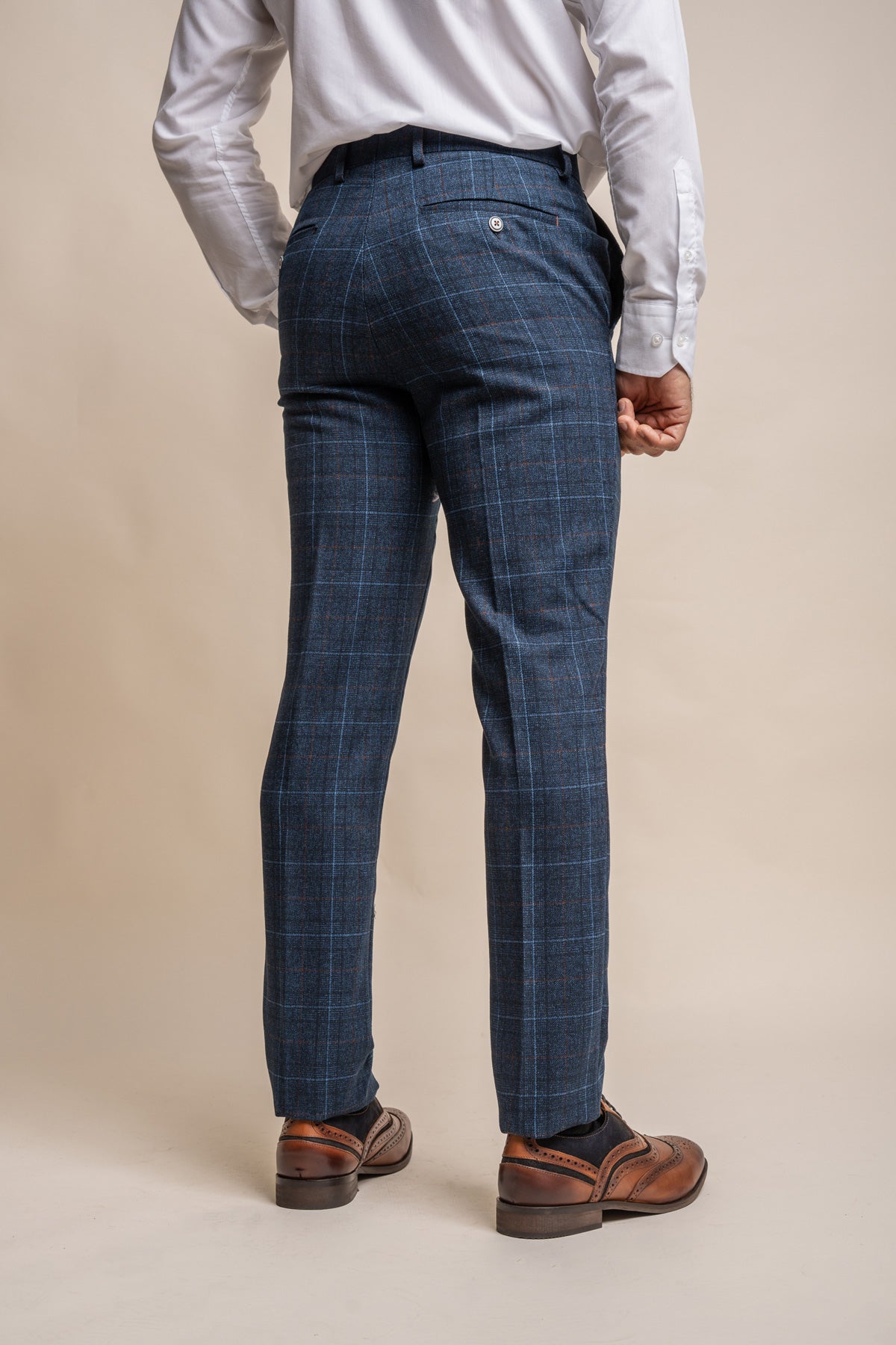 Cody Blue Check Trousers - Trousers - 28R - Swagger & Swoon