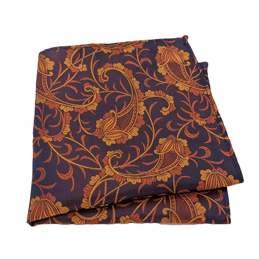 Copper Vintage Paisley Pocket Square - Wedding Pocket Square - - Swagger & Swoon
