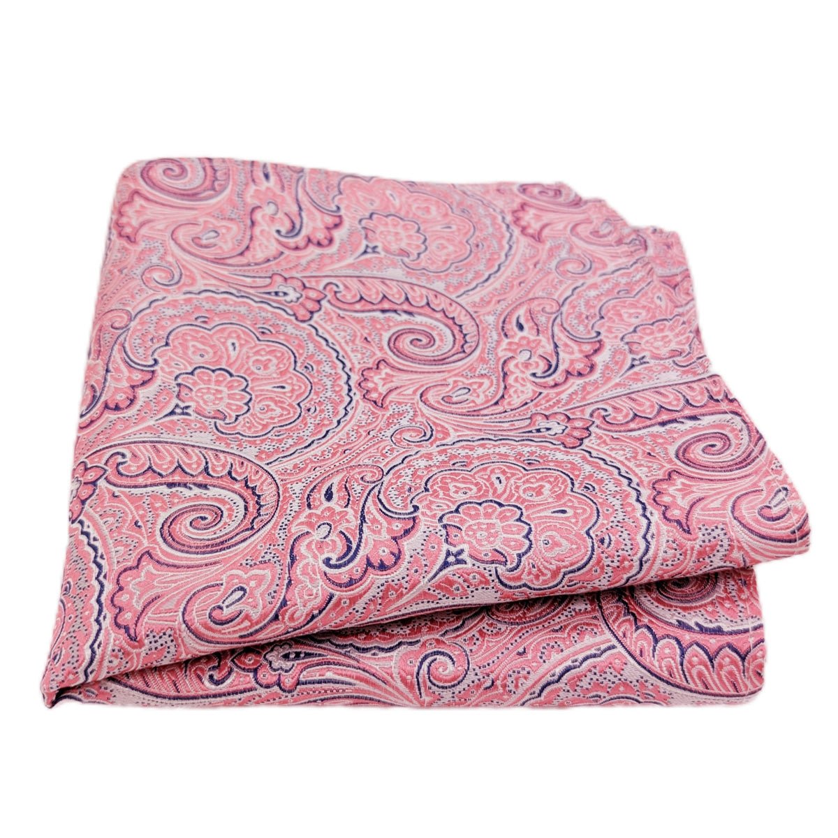 Coral Paisley Silk Pocket Square - Wedding Pocket Square - - Swagger & Swoon