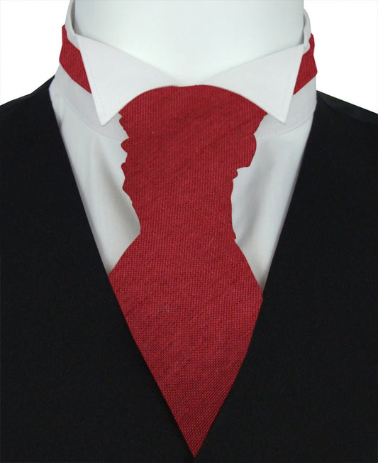 Crimson Shantung Wedding Cravat - Wedding Cravat - Pre-Tied - Swagger & Swoon