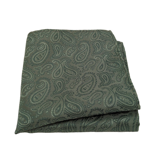 Dark Sage Paisley Pocket Square - Wedding Pocket Square - - Swagger & Swoon