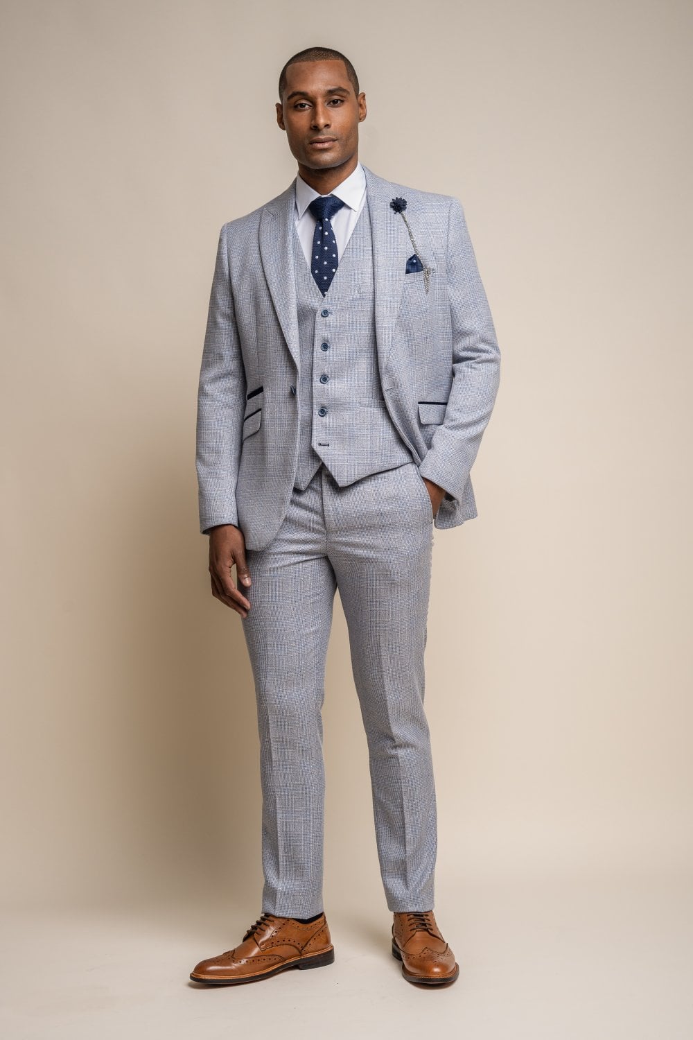Caridi Sky Blue 3 Piece Wedding Suit