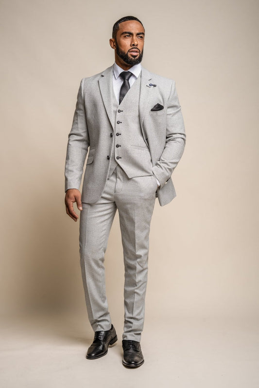 Kyoto Grey Houndstooth 3 Piece Wedding Suit