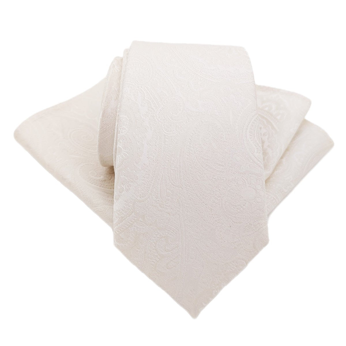 Ivory Paisley Silk Pocket Square - Wedding Pocket Square - - Swagger & Swoon
