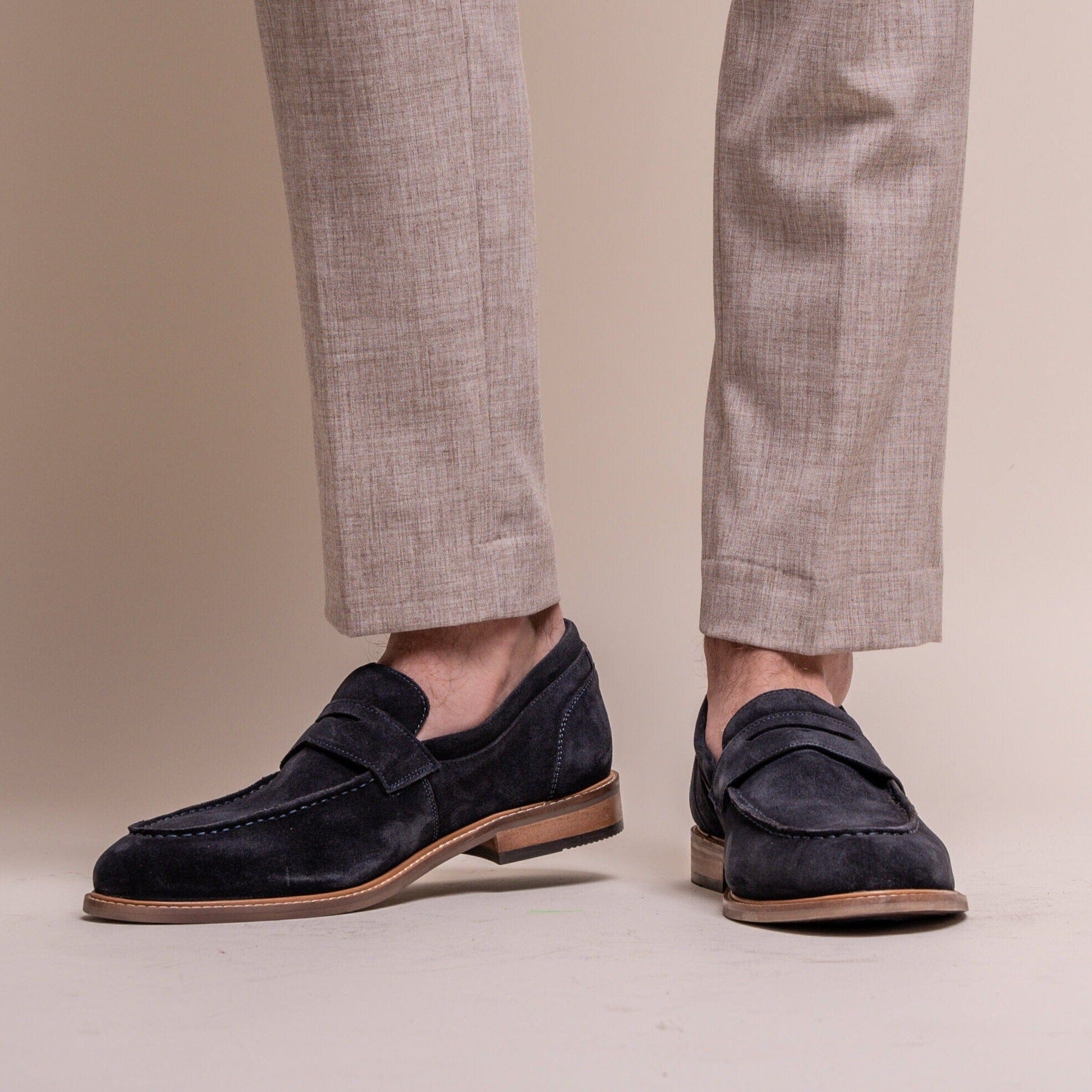 Jordan Navy Suede Loafers - Shoes - - THREADPEPPER