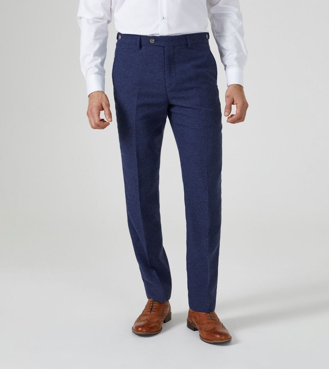 Jude Navy Herringbone Trousers - Trousers - 28R - THREADPEPPER