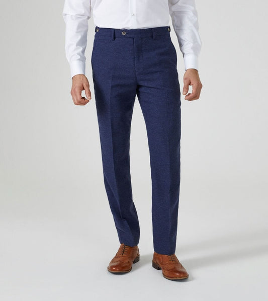 Jude Navy Herringbone Trousers - Trousers - 28R - THREADPEPPER