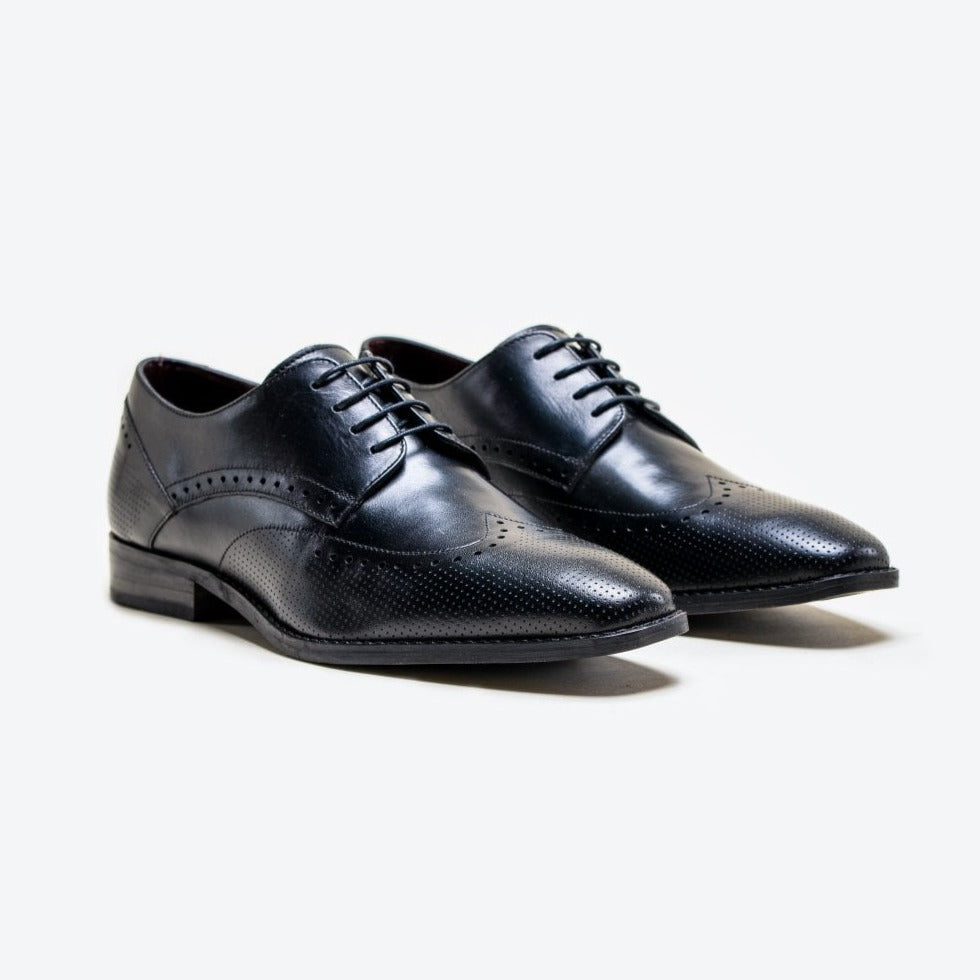 Lisbon Black Brogue Shoes - Shoes - - THREADPEPPER