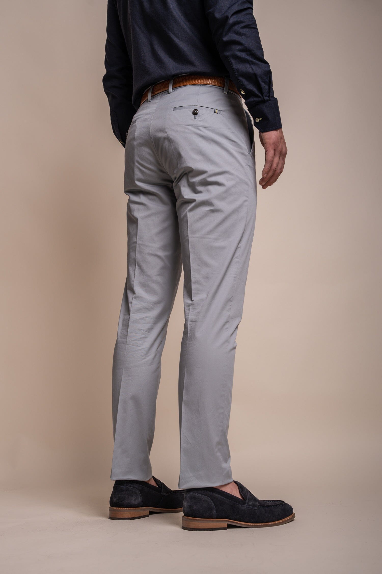 Mario Ice Blue Cotton Trousers - Trousers - - THREADPEPPER