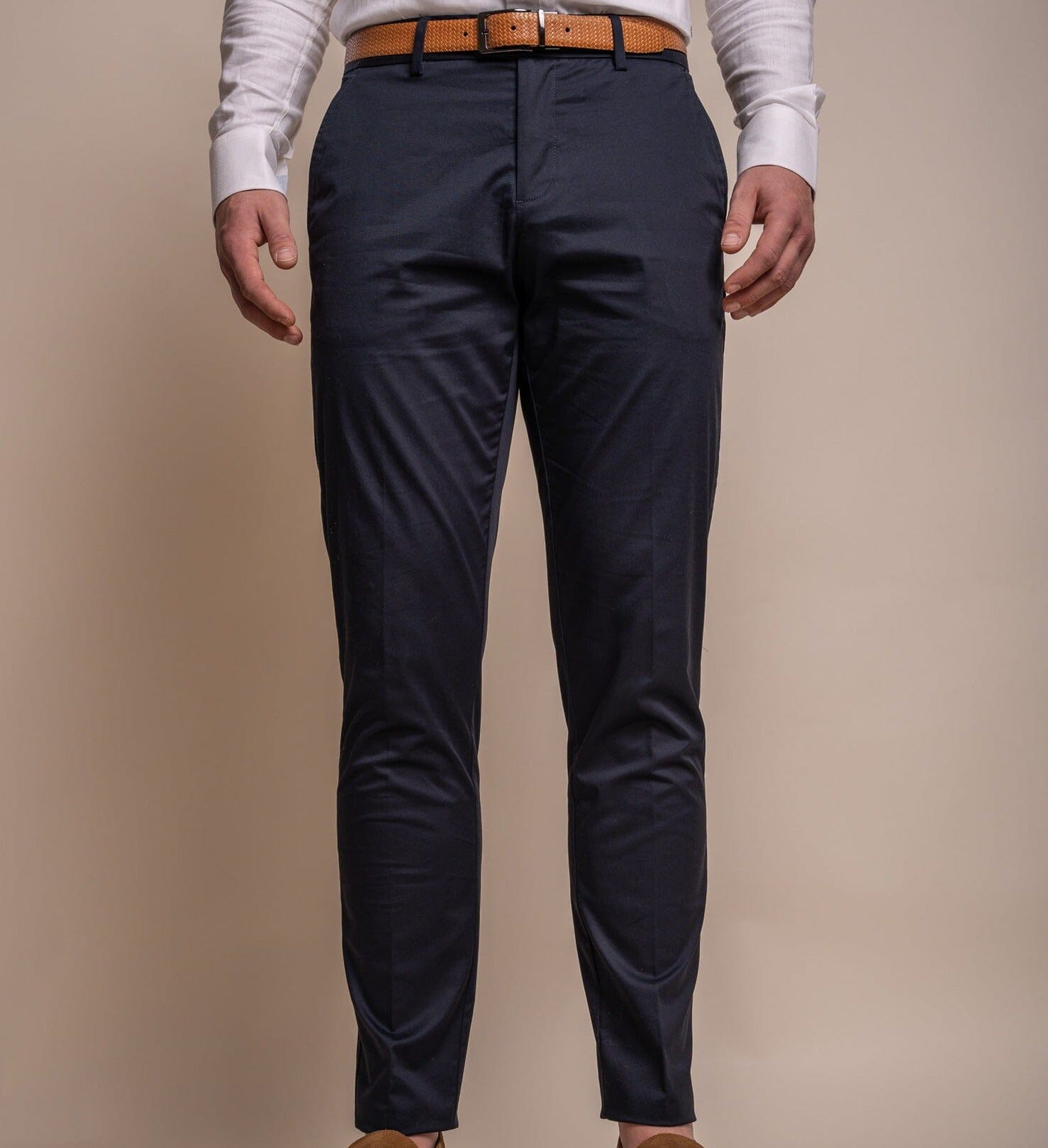 Mario Navy Cotton Trousers - Trousers - 28R - THREADPEPPER