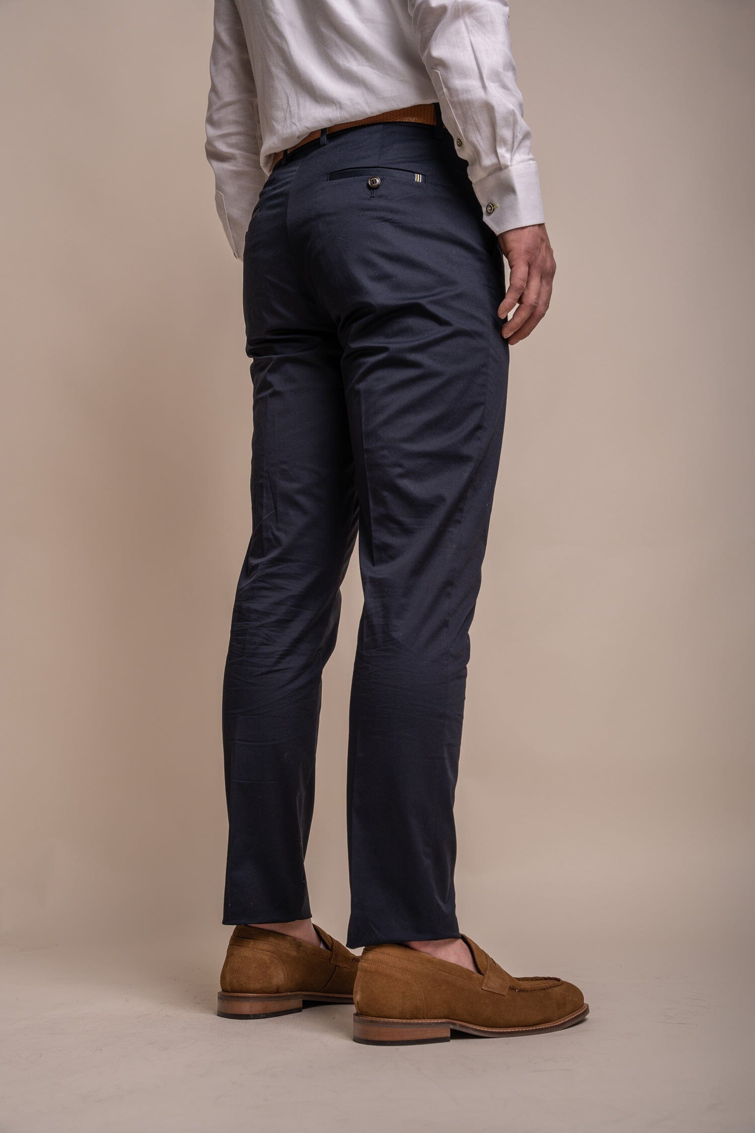 Mario Navy Cotton Trousers - Trousers - - THREADPEPPER