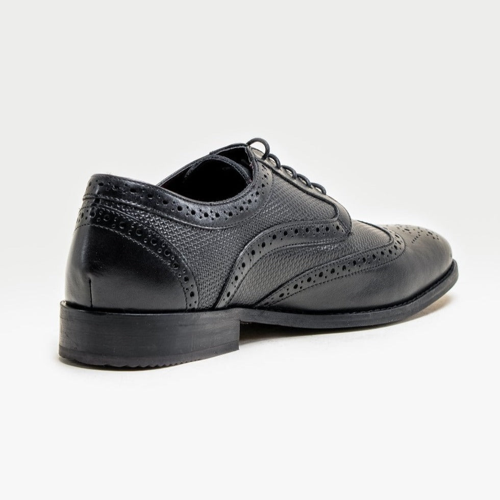 Orleans Black Brogue Shoes - Shoes - - THREADPEPPER