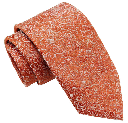 Orange Paisley Wedding Tie