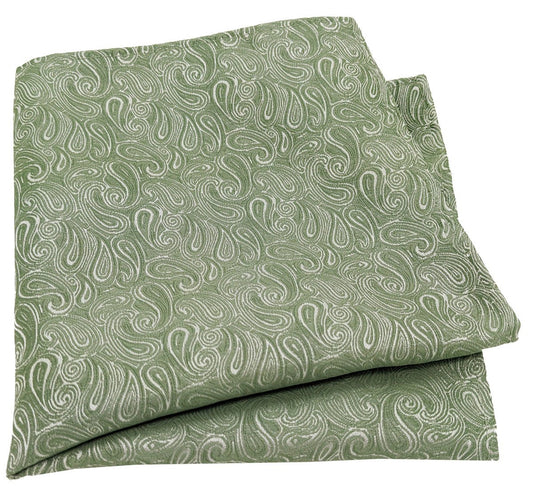 Sage Paisley Pocket Square - Wedding Pocket Square - - Swagger & Swoon