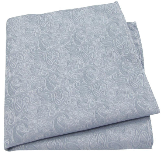 Silver Paisley Pocket Square - Wedding