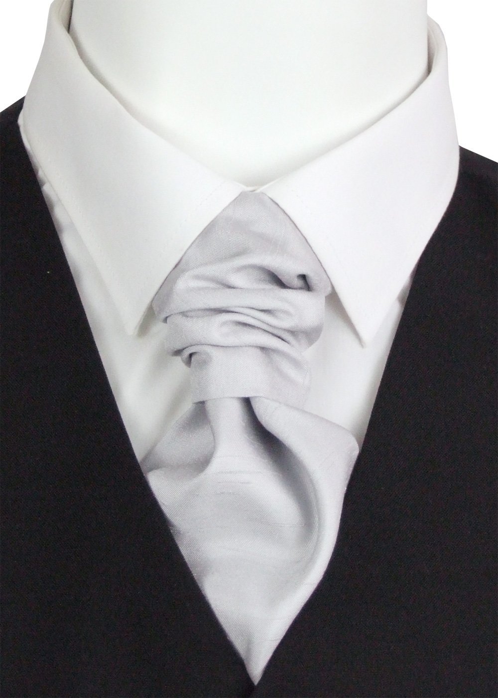 Silver Shantung Boys Pre-Tied Wedding Cravat - Childrenswear