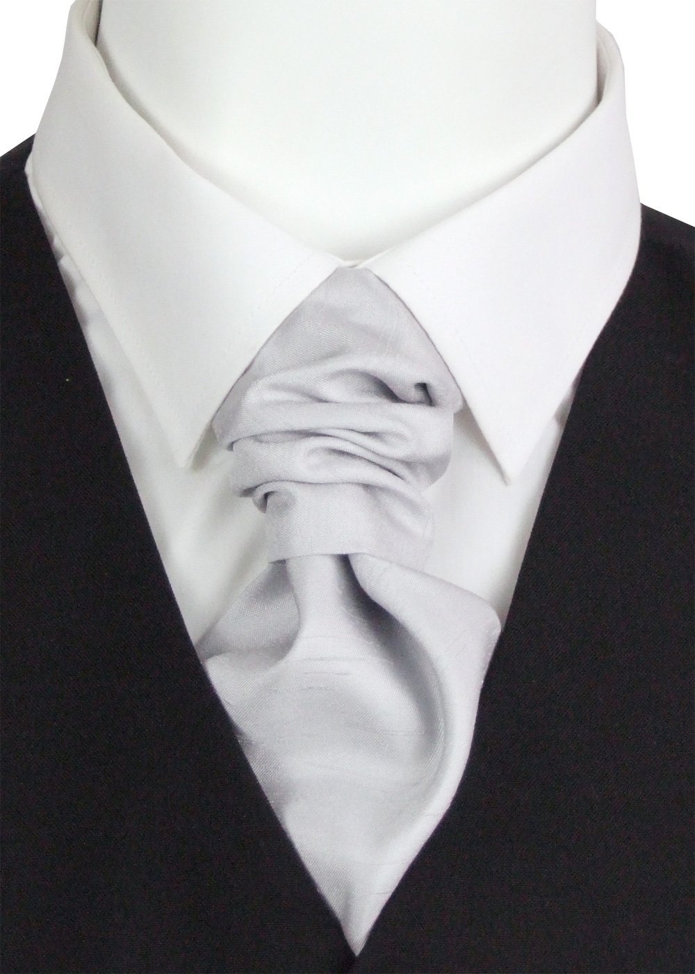 Silver Shantung Pre-Tied Wedding Cravat - Wedding